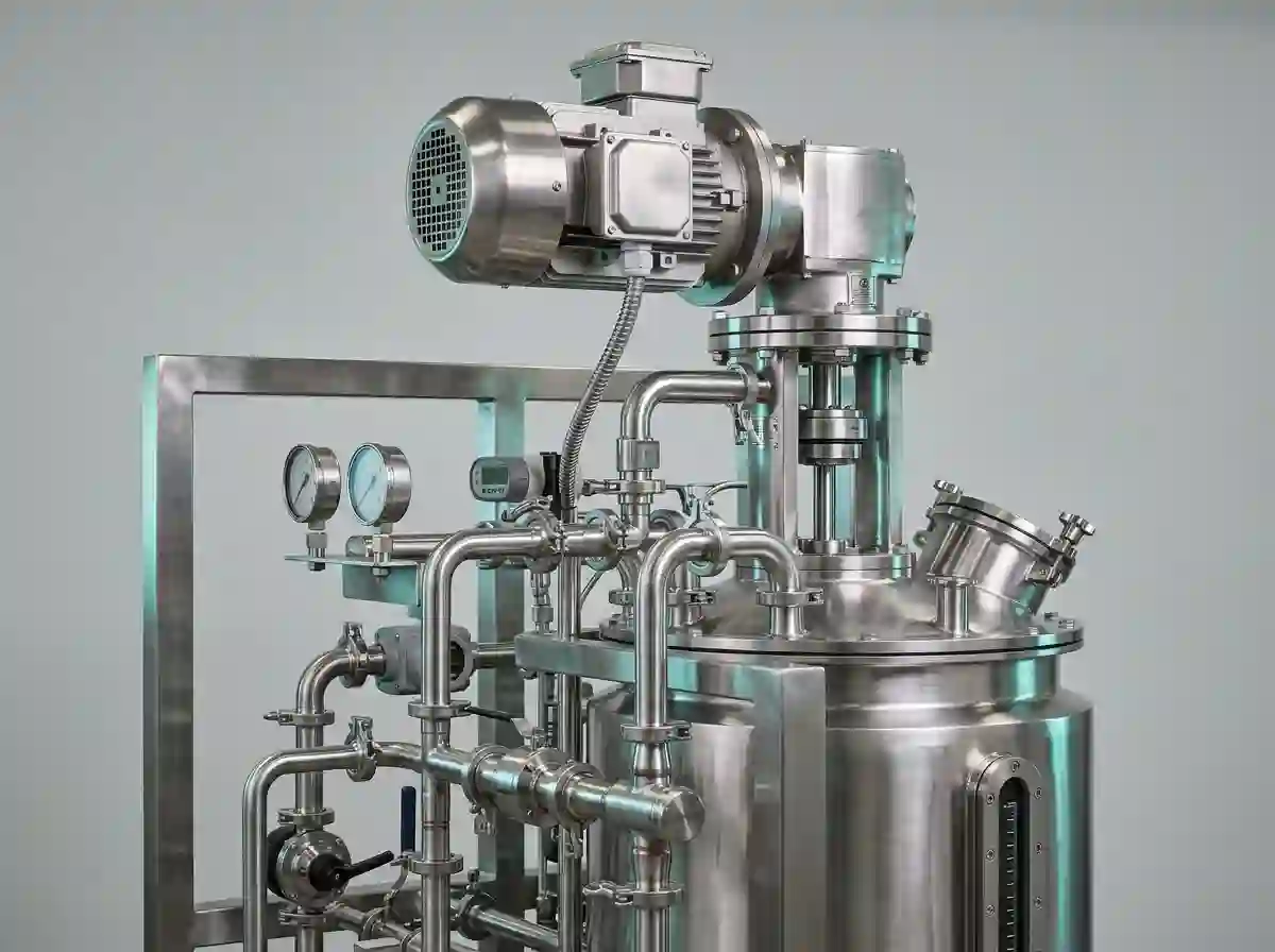 Stainless steel process skid with agitator